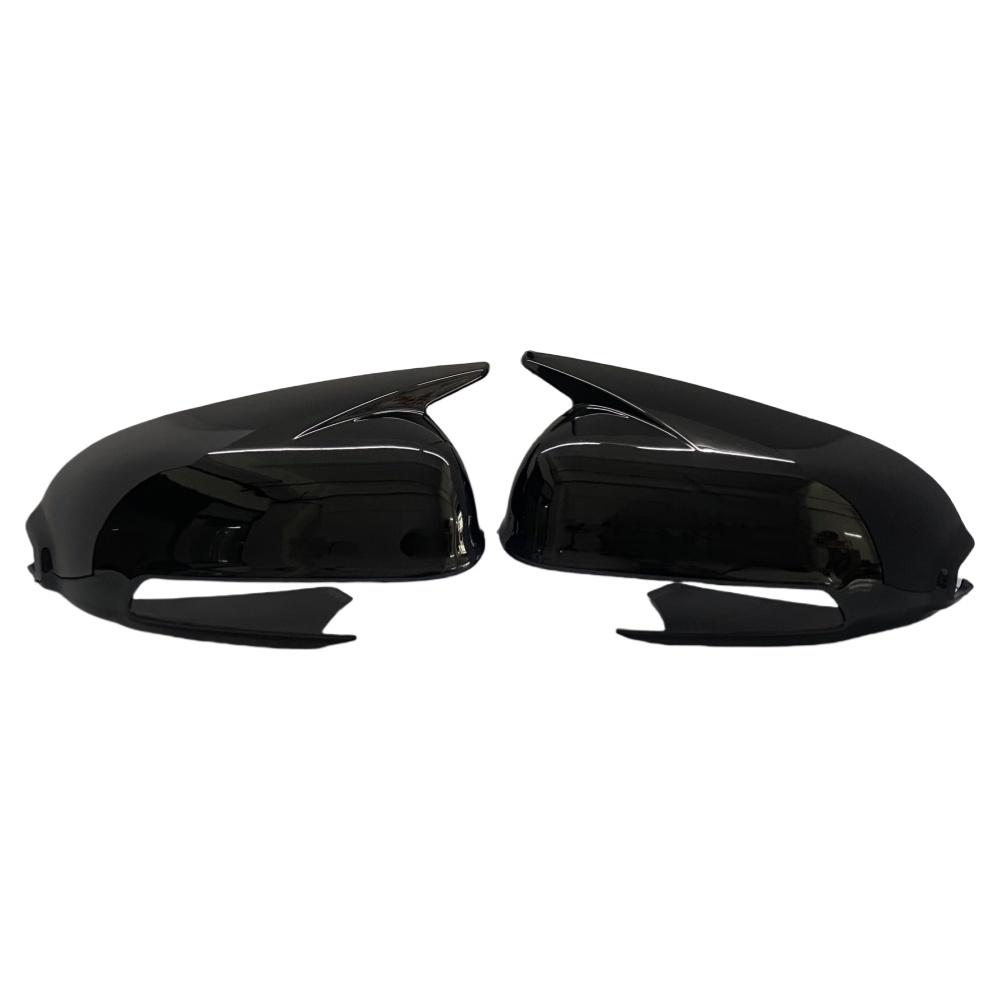 Glossy Black/Carbon Fiber Look Car Side Rearview Mirror Cover For Hyundai Kona 2018- Wing Mirror Caps Trims M Style