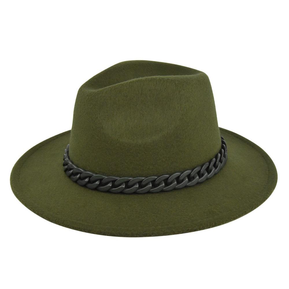 British retro jazz hat easiest for match chain hat women's large brim woolen hat felt hat imitation sheep hat flat brim hat no