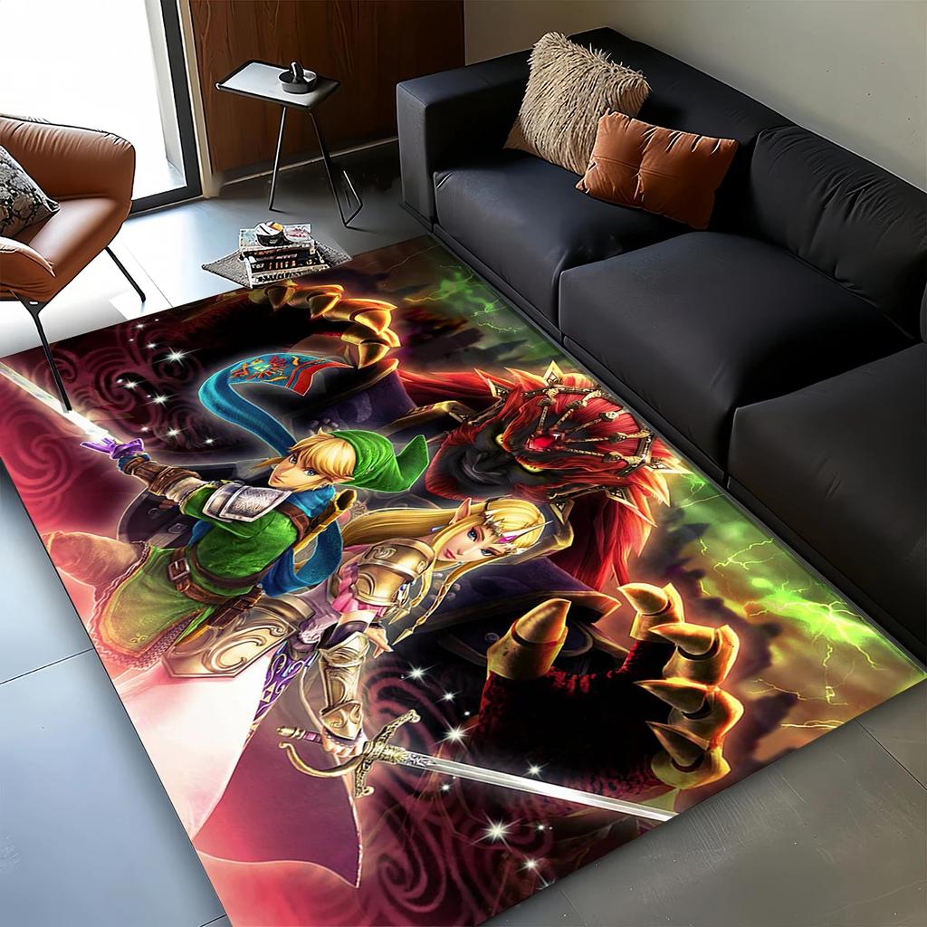 3D Zeld Klassisches Spiel Teppich für Wohnzimmer Schlafzimmer Zuhause Sofa Dekoration, Kinder Spiel Rutschfeste Bodenmatte Weihnachtsgeschenk