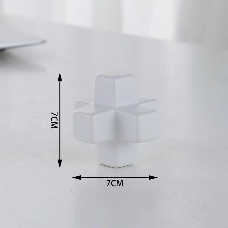 

DXUIALOI Nordic simple electroplating building blocks ceramic decoration simple geometric home living room desktop decoration