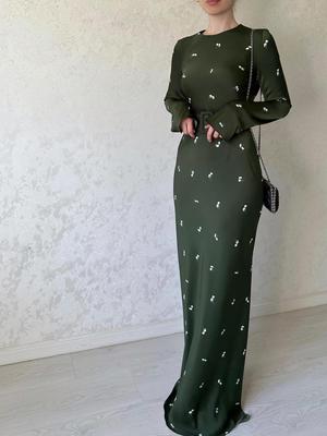 2025 Autumn Slim Fit European & American Long Sleeve Ruffled Dress