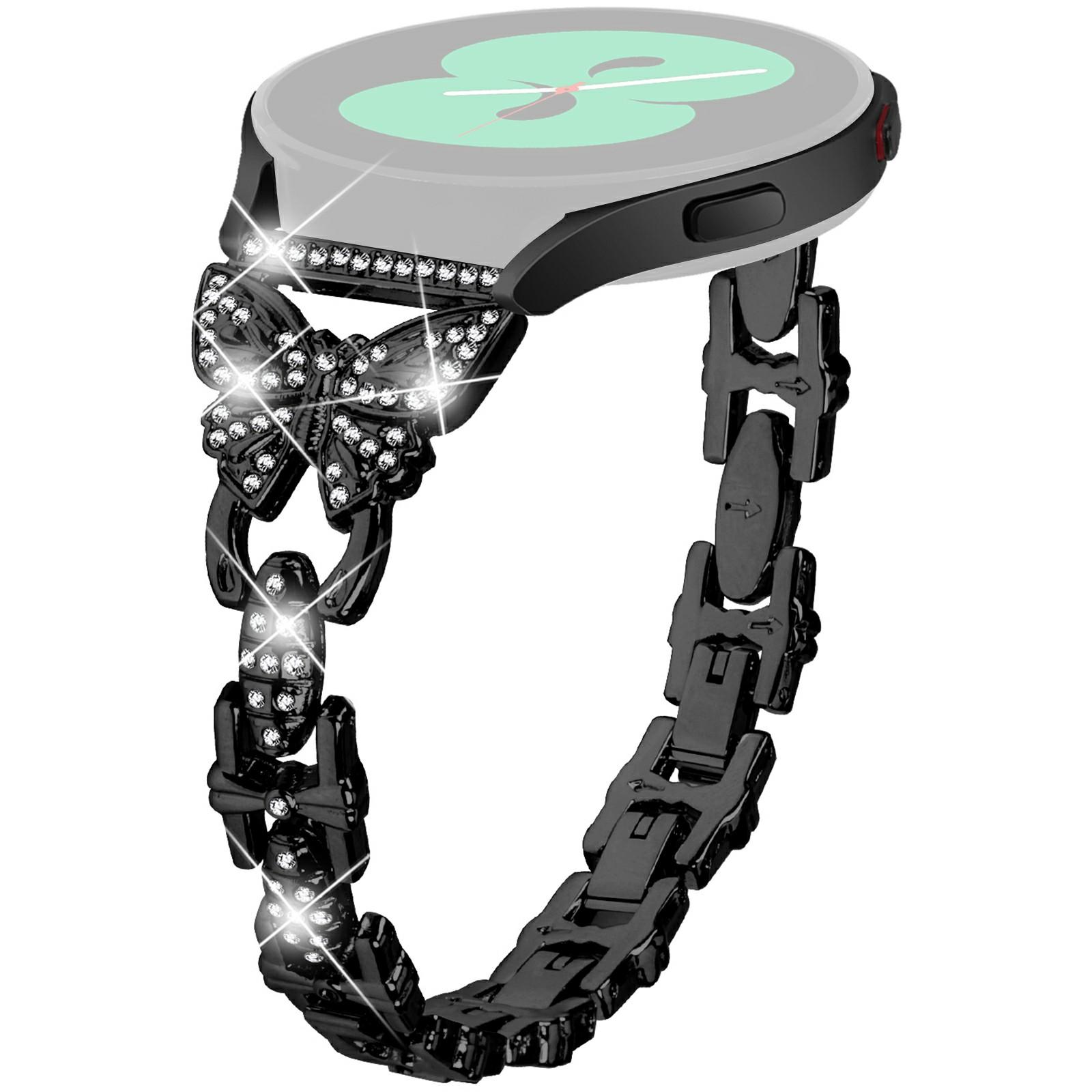 

For Samsung Galaxy Watch7 44mm/40mm Butterfly Bling Rhinestone Decor Watch Band Metal Bracelet A