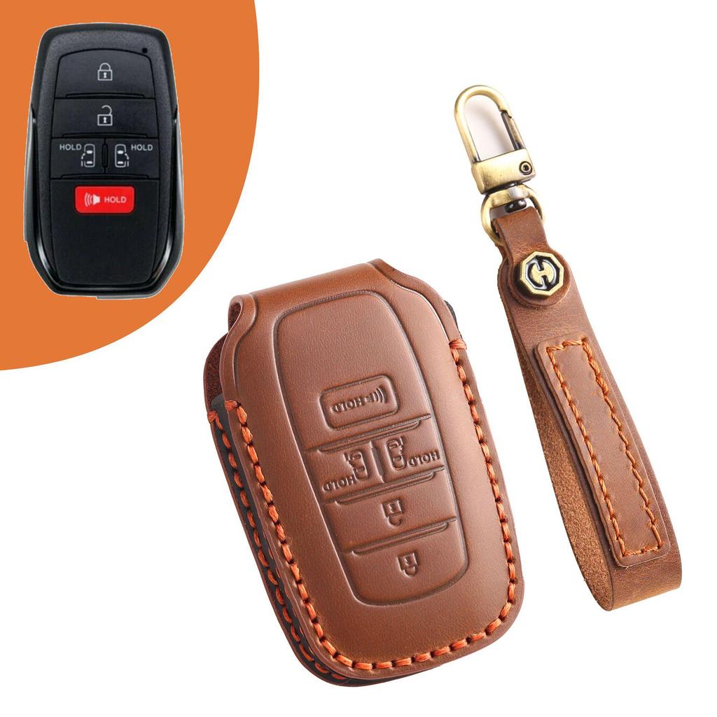 Leather Key Cover for Toyota Sienna, Tundra, Vellfire, and Alphard with Buckle
