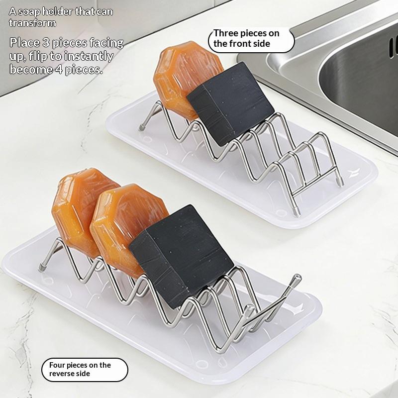 3 Grids Stainless Steel Soap Rack Student Dormitory Soap Moisture-Proof And Waterproof Sink Storage Rack Household