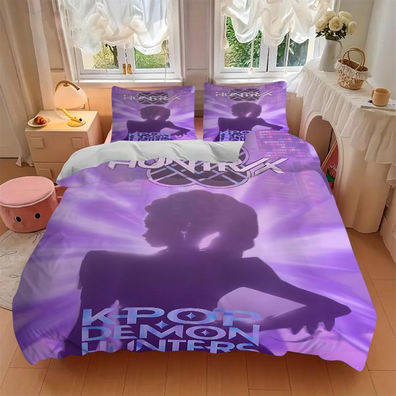 Set Lenzuola KPOP Demon Hunters, Huntrix 3 Pezzi: Perfetto per la camera da letto o la camera degli ospiti. Morbido e Confortevole Senza Anima Inclusa yy251009173