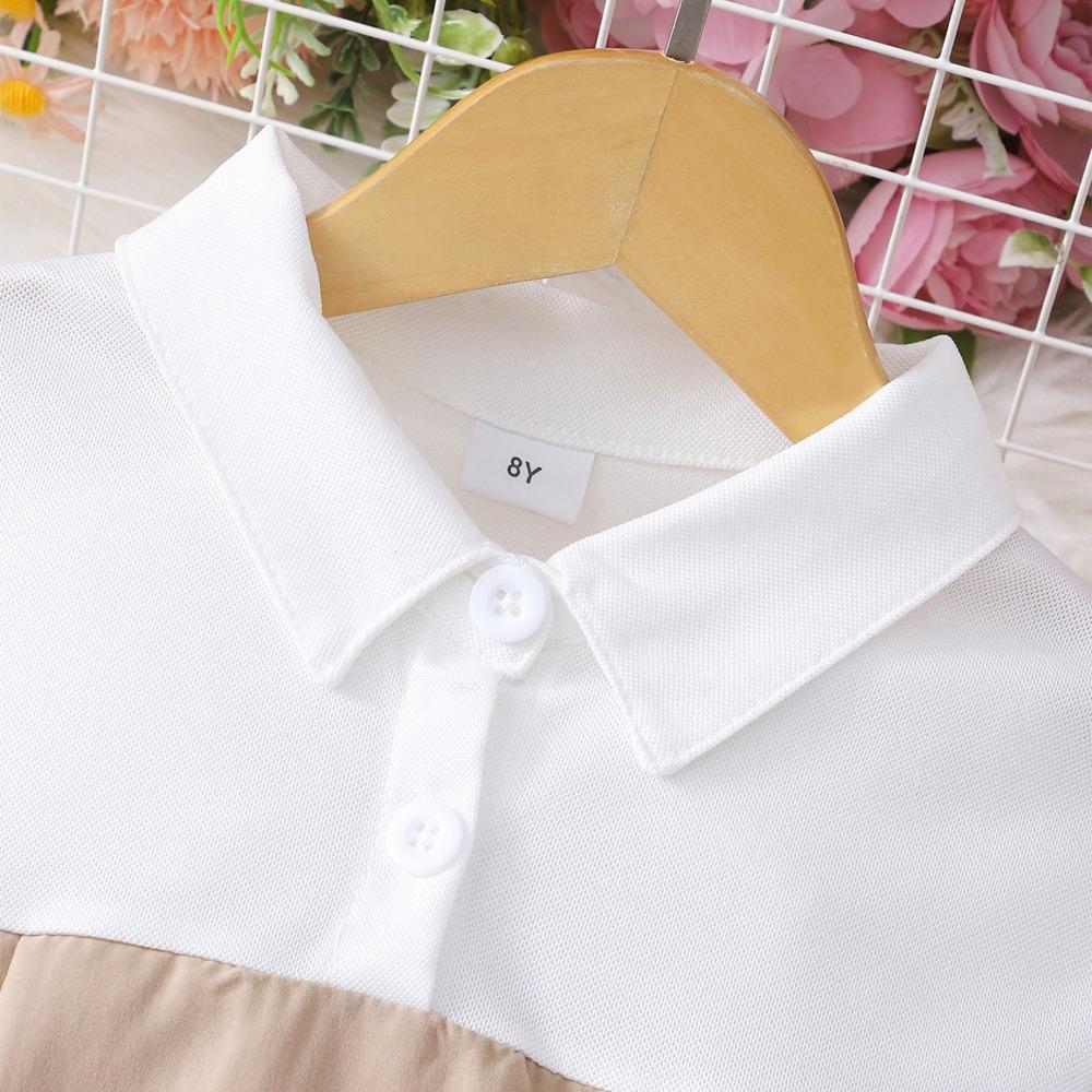 8-12Y Girls' Long-Sleeved Dress Autumn/Winter Dress Patchwork Fashion Contrasting Colours Minimalist Dress