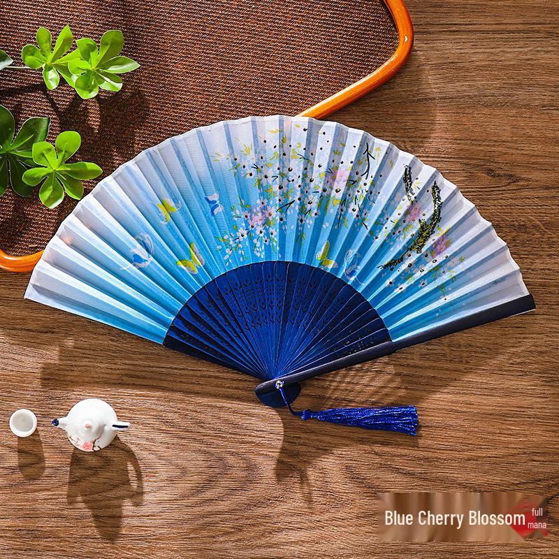 Chinese-Inspired Folding Fan: Ancient Style for Women, Children, and Students - Perfect for Hanfu, Cheongsam Dances, and Portable Summer Use.