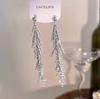 Long Tassel Chain Round Circle Hoops Earrings for Women Geometric Gold Color Metal Earring Jewelry Accessories