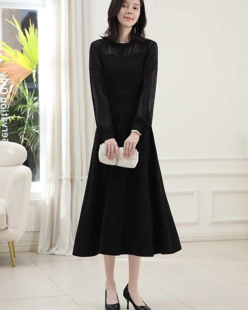 Bidason Party Wedding Lace Stylish Long Cool High Perfect for and Women's Dress, Dress, Dress, A-Line, Knee-Length, Sleeves, Neck, Waist, Slimming,