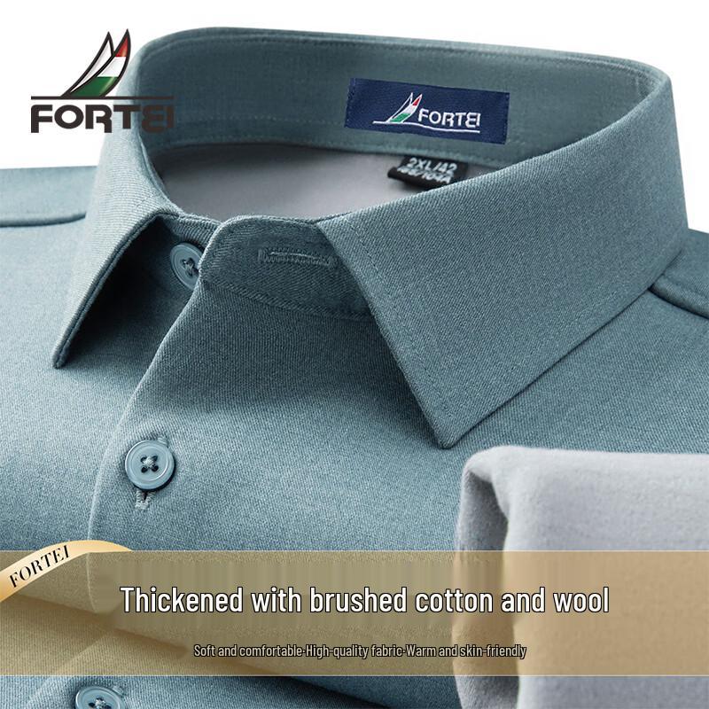 

Men s Warm Lamb Wool Blend Easy-Care Long-Sleeve Shirt 3XL