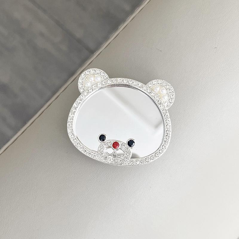Mobile Phone Airbag Bracket Wind Paste Retractable Lazy Portable Makeup Mirror Bear Rhinestone Bow Tie
