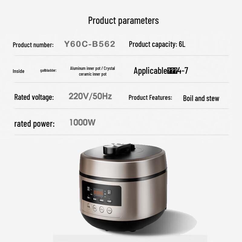 Joyoung 6L Electric Pressure Cooker with Dual Pots CN plug (adapter included)