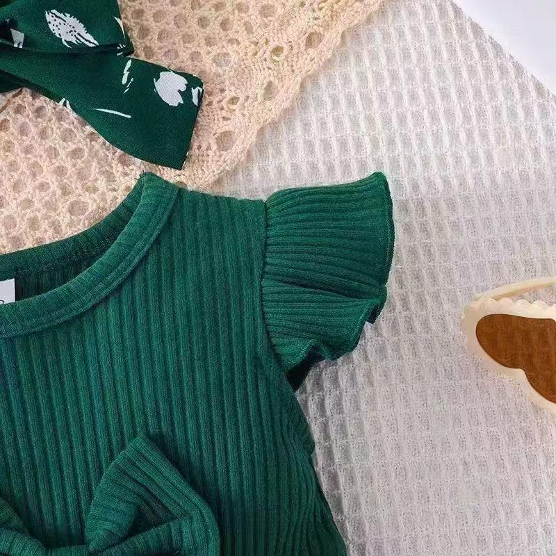 Dolce Vestito con Fiocco e Maniche a Palloncino per Bambina - Stile Europeo & Americano, Outfit da Principessa Estiva per Età 0-2