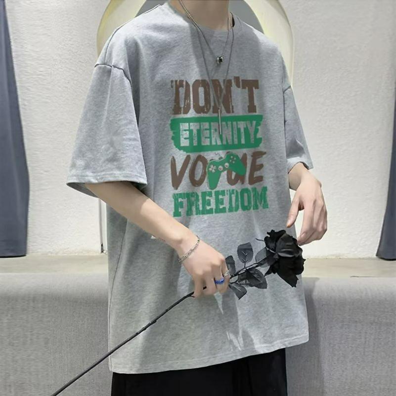 Summer Short-sleeved Loose T-shirt Men's Tide Brand Casual Half-sleeved Trend T-shirt Bottoming Shirt Five-point Sleeve Top