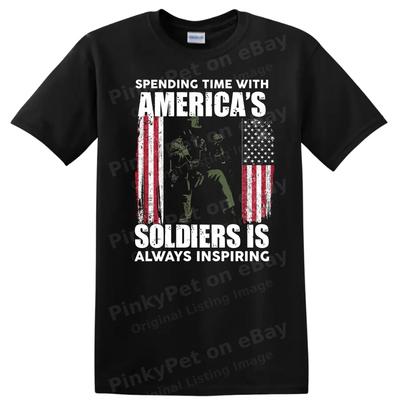 Support Our Troops Military Veterans T Shirt American Flag Soldiers Tee