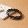 Double-Row Black Hematite & Tiger's Eye Bead Crescent Bracelet for Men