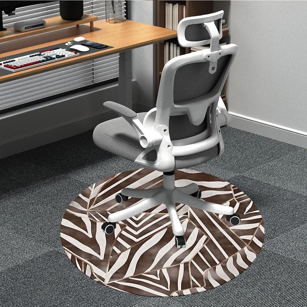 

1pc Abstract Safari Zebra stripes Office Round Area Rug, Indoor Mat Suitable ForOffice, Under Office Chairs Bedroom Living Room Home Decor, Room Deco 80cm by 80cm