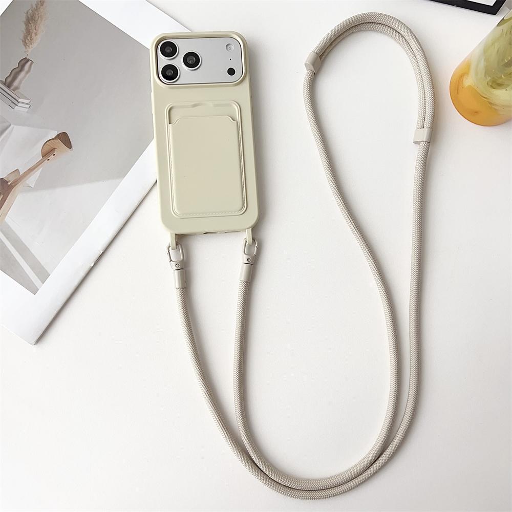 Crossboby Lanyard Rope Phone Case For iPhone 17 Air 16 15 14 Plus 13 12 11 Pro Max Silicone Card Package Fall Prevention Cover