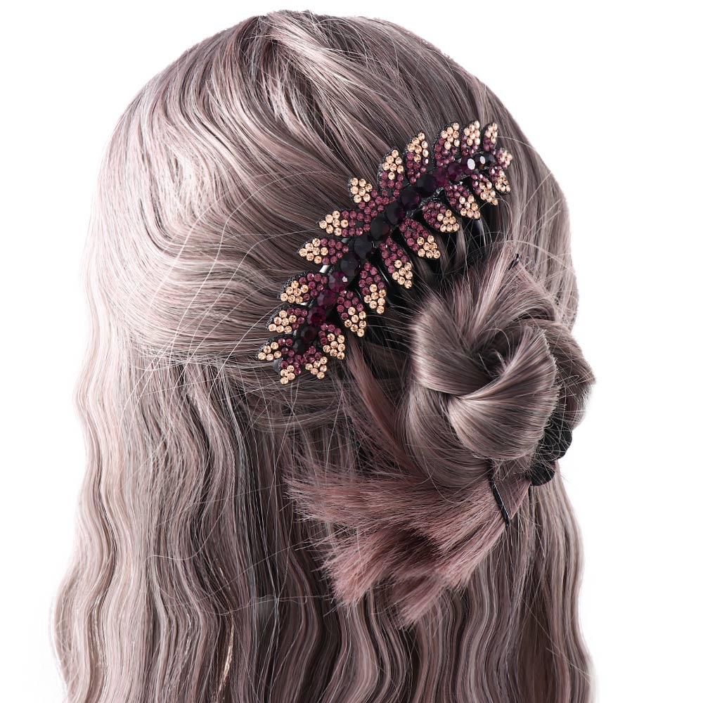 Leaves Crystal Ponytail Holder Hairpins Korean Barrettes Hair Claws Women Hair Comb Hair Clips