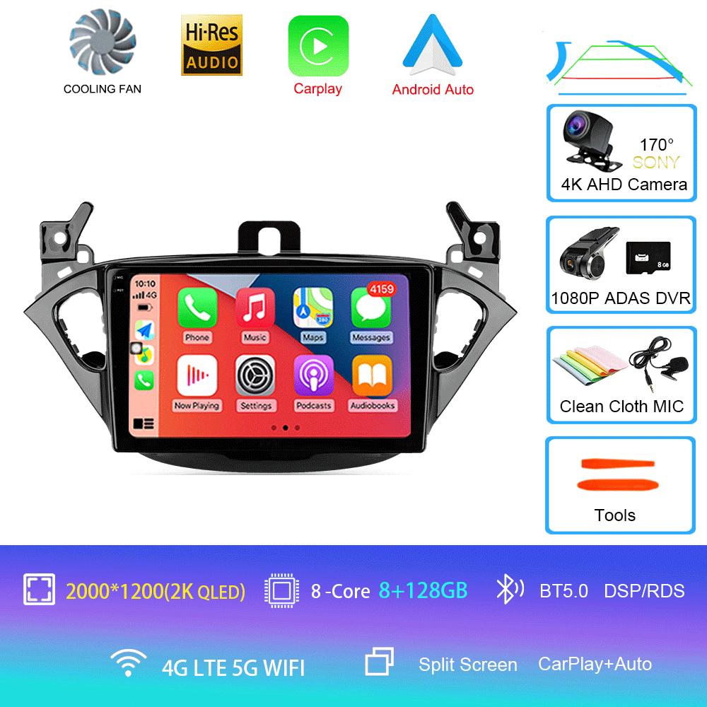 Car Radio Android 14 Carplay For Opel Corsa 2015 - 2019 or Adam 2013 -2016 Navigation GPS Multimedia Player WiFi+4G Stereo Video