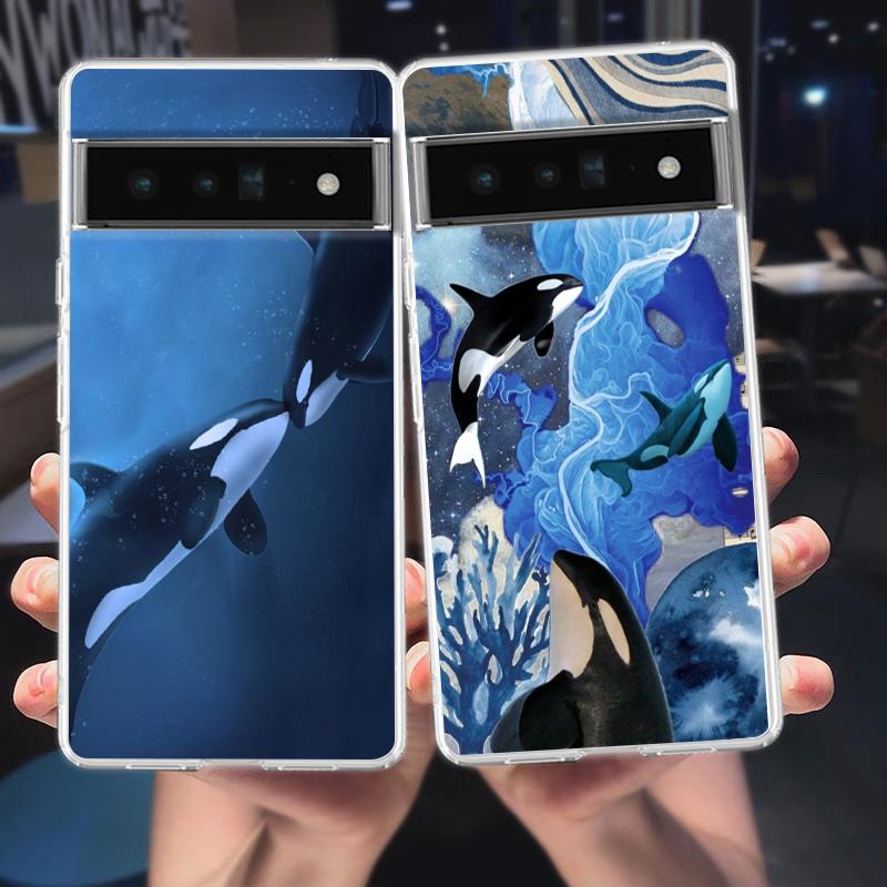 Orca Ocean Lovely Killer Whale Phone Case For Google Pixel 9 Pro XL 8 7 6 Pro 8A 7A 6A 5 4 5A 4A 3A XL 5G Soft TPU Clear Cover