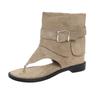 Internet celebrities with the same fashionable Spice Girls style explosion open-toed sandals 2025 summer new versatile niche flat women's short boots