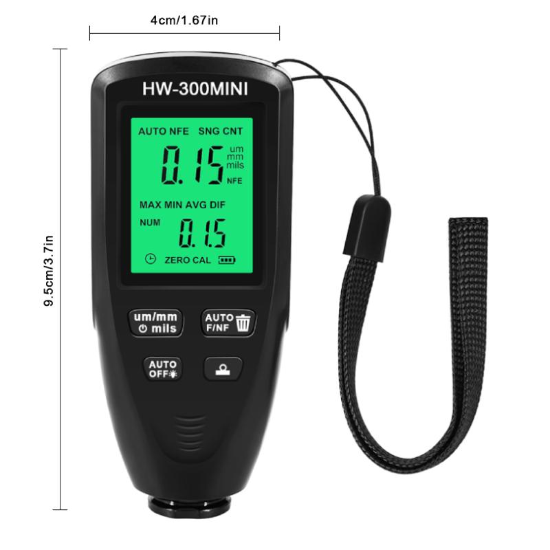 Car Paint Coating Thickness Gauge Car Paint Electroplate Metal Coating Thickness Tester Meter 0-2000um Fe & NFe Probe