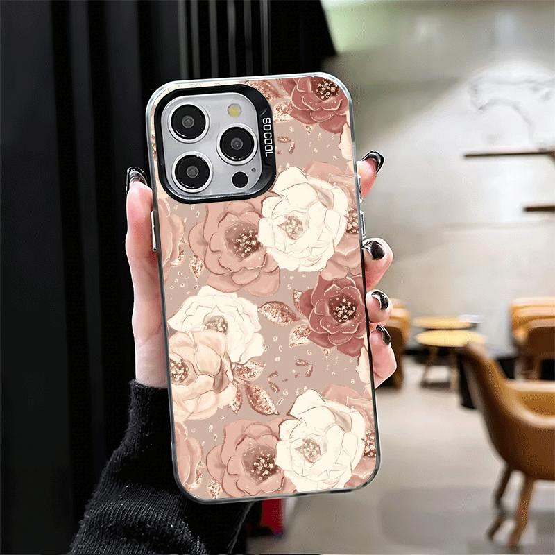 Beautiful Rose Gold Art Shockproof Phone Case for iPhone 17 Air 16 16E 15 Pro Max 14 Plus 13 Mini 12 Back Cover Anti Fall Fundas