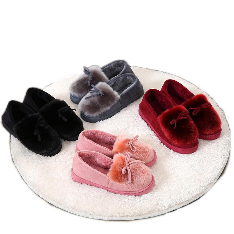 Plush Women Home Indoor Slippers with Fur Warm Fashion Female Ladies Winter Slippers Cotton Winter Women Shoes Ghn8