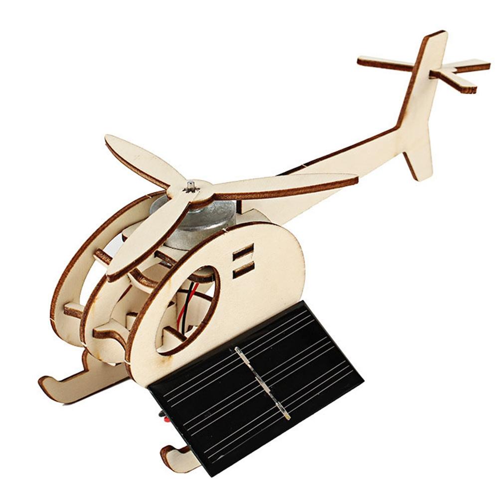 Wooden Solar Energy Aircraft Educational Toy Crafts DIY Model Wonderful Kid Gift