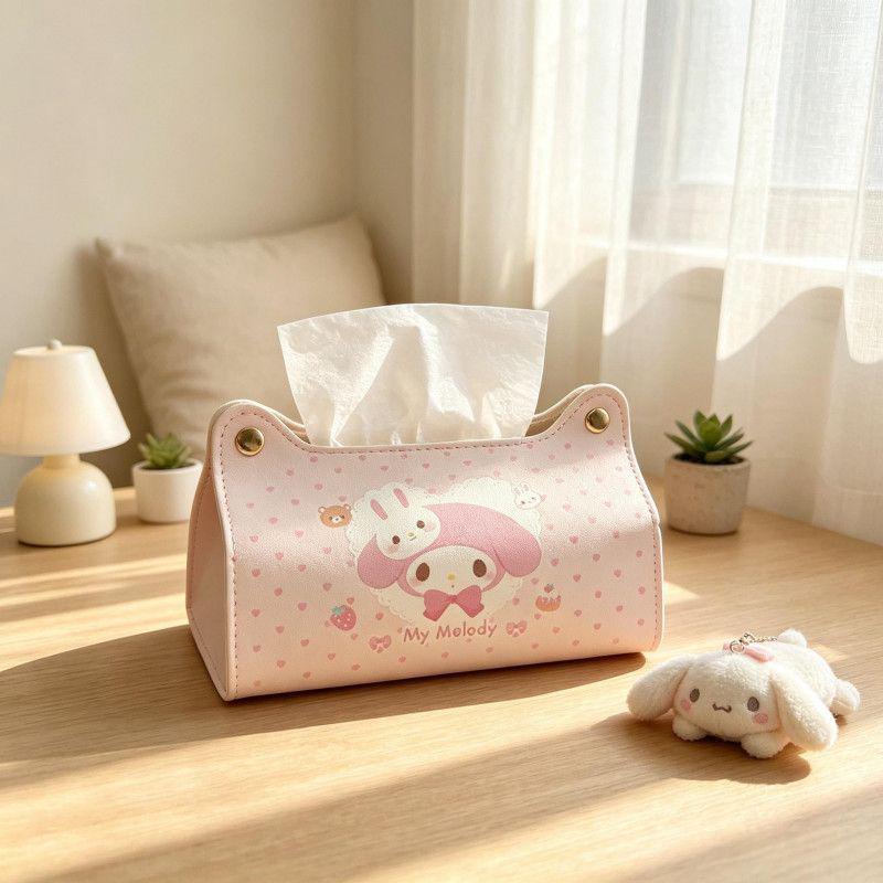 Cartoon Girl Style Leather Tissue Box for Kids' Room or Living Room Storage