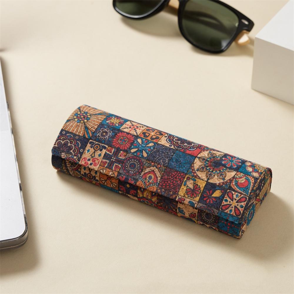 Cork Eyeglasses Case Printed Flower Design Glasses Holder Owl Printed Eyewear Box Portable Retro Glasses Box For Travel Men