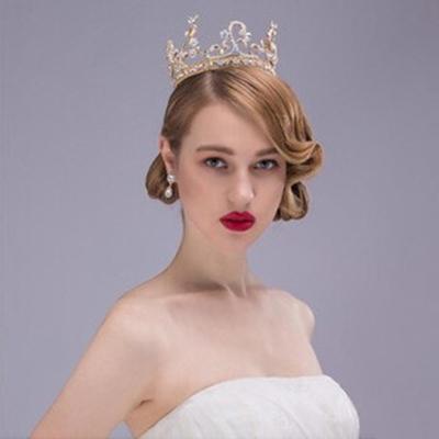 Elegant Round Crown Alloy Diamond Bridal Tiara Model Catwalk Performance Hair Accessories