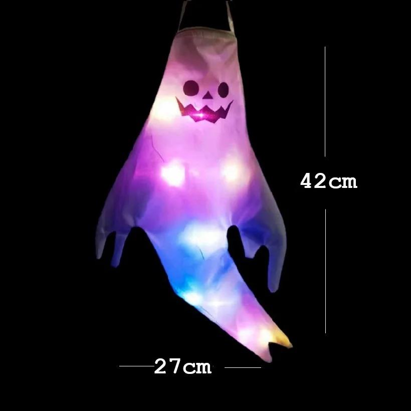 42/130cm Halloweensky Vonkajší Prívesok Duch LED Svetlá na Batérie Duch Hrôzostrašná Grimasa Žiariace Halloweenske Párty Rekvizity Dekorácia