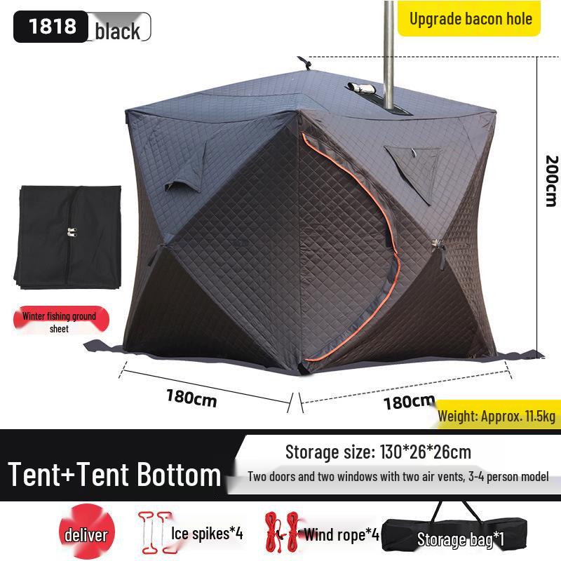 Large Pentagonal Ice Fishing Tent with TPU Window for Winter Camping - Thickened for Warmth and Cold Protection