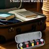 Juntan Watch Case 5 Slot Hard Watch Travel Watch Case, Watch Storage Soft Compressible Foam Pillow Black Men Women Nylon Watch Case Portable Silver