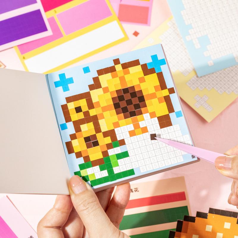 24-Sheet Creative Fun Pixel Theme Puzzle Stickers, Retro 8-Bit Designs & Interlocking Patterns, Self-Adhesive for Journal DIY