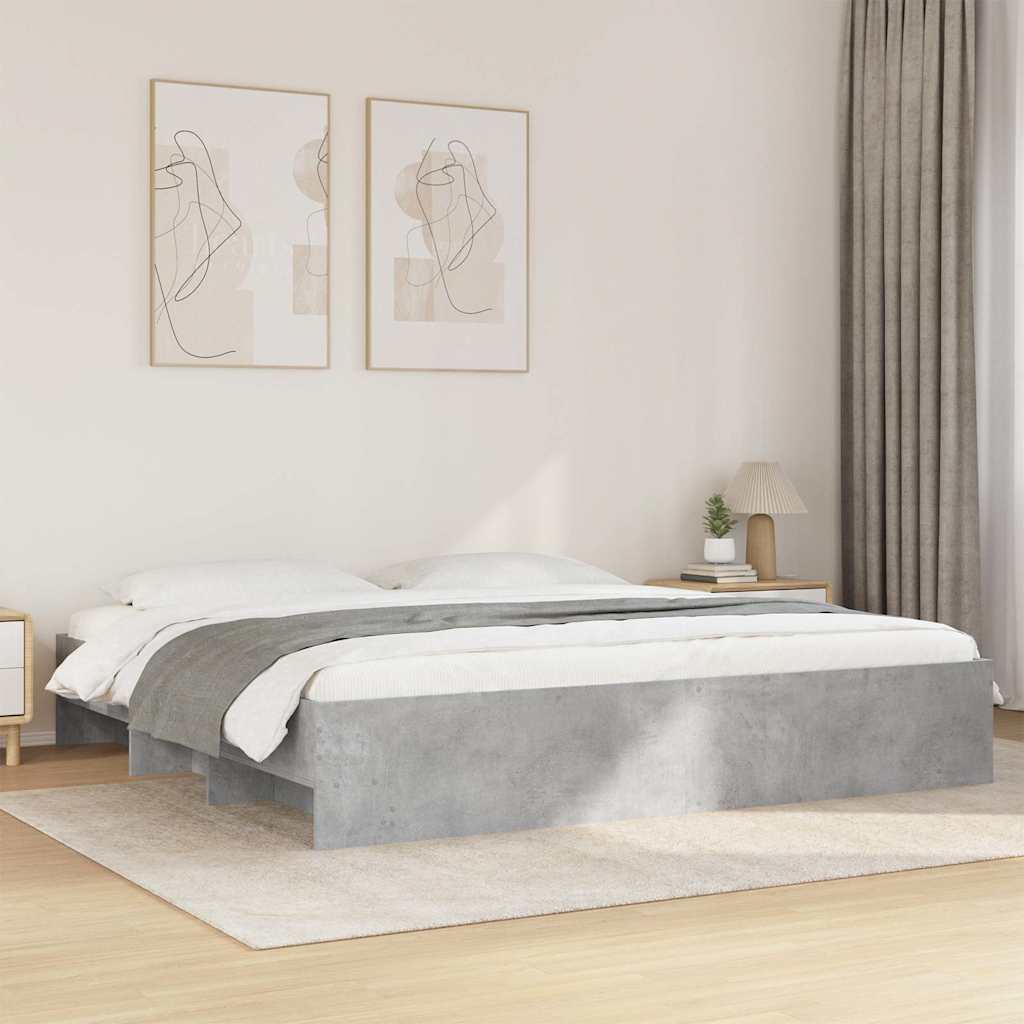 Bed Frame Concrete Grey 200x200 cm Engineered Wood