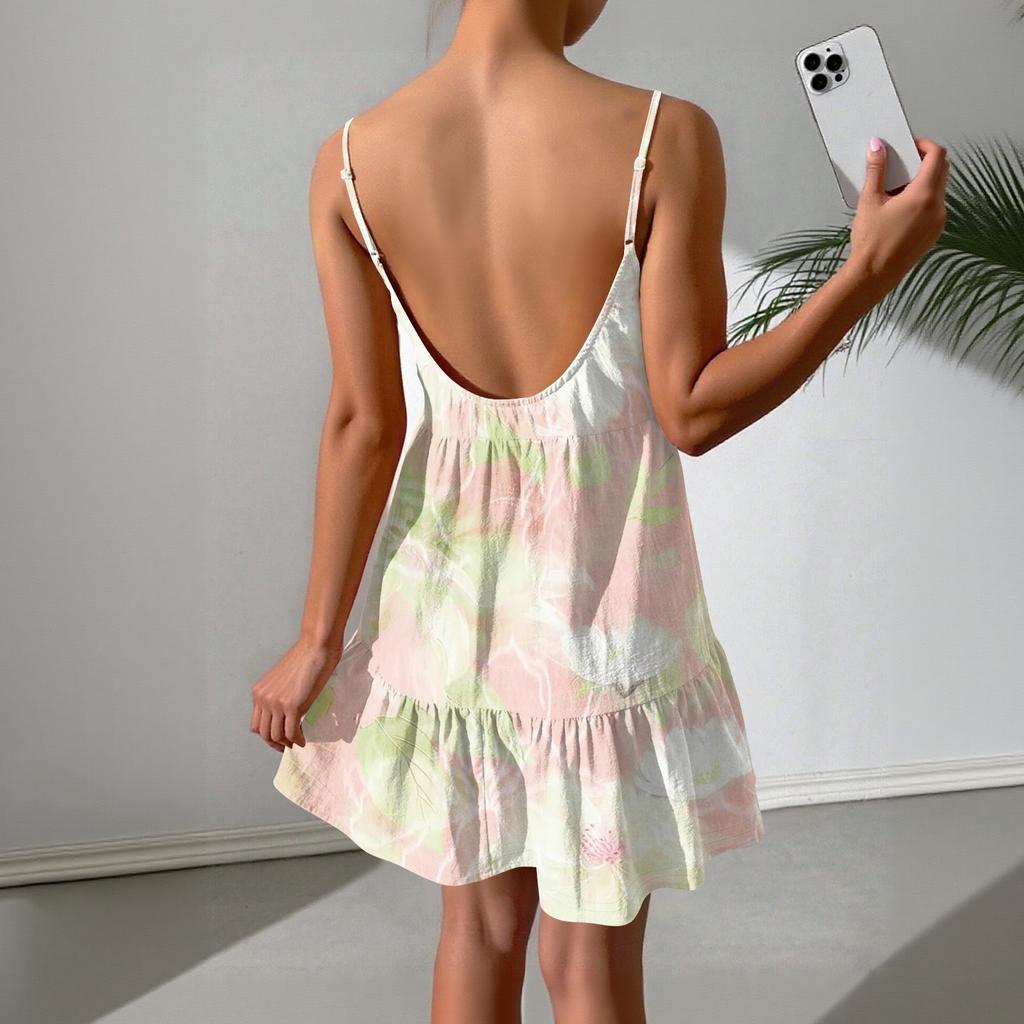 Summer Sexy Party Solid Color Spaghetti Strap Ruched Short Dress Casual For Womens