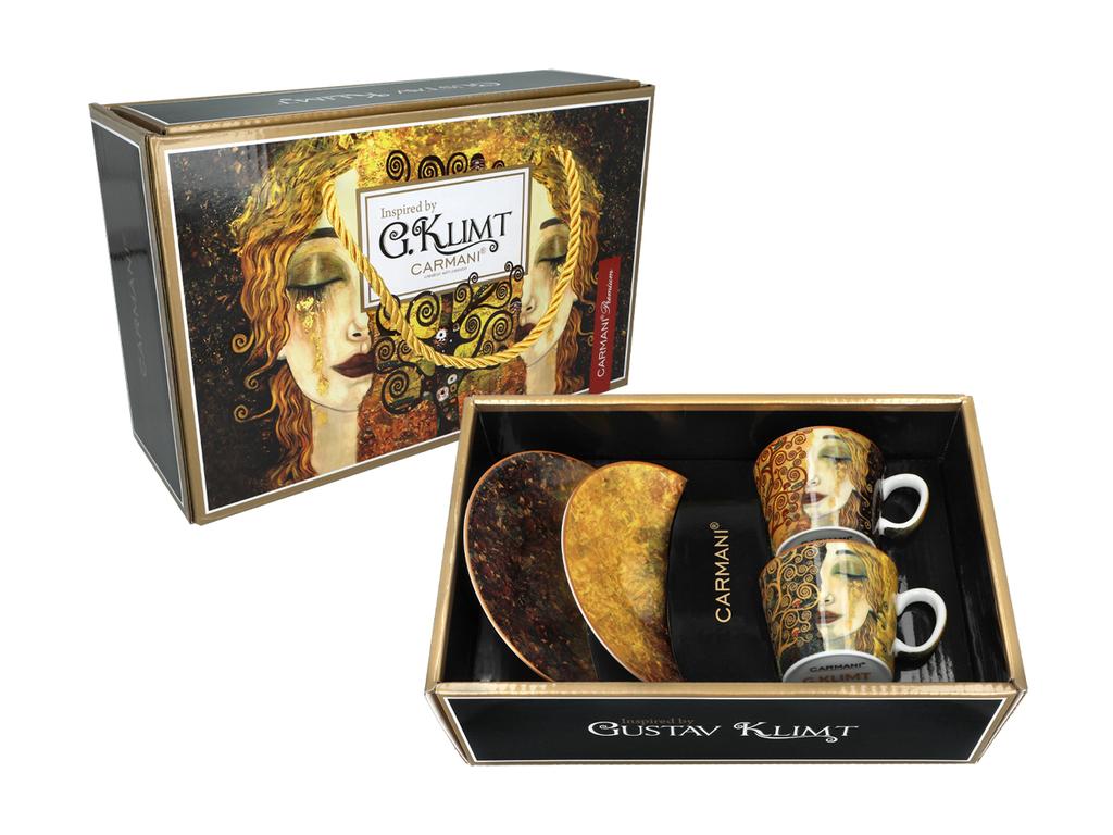 Zestaw 2 Filiżanek Espresso Gustav Klimt Złote Łzy Porcelana Prezent