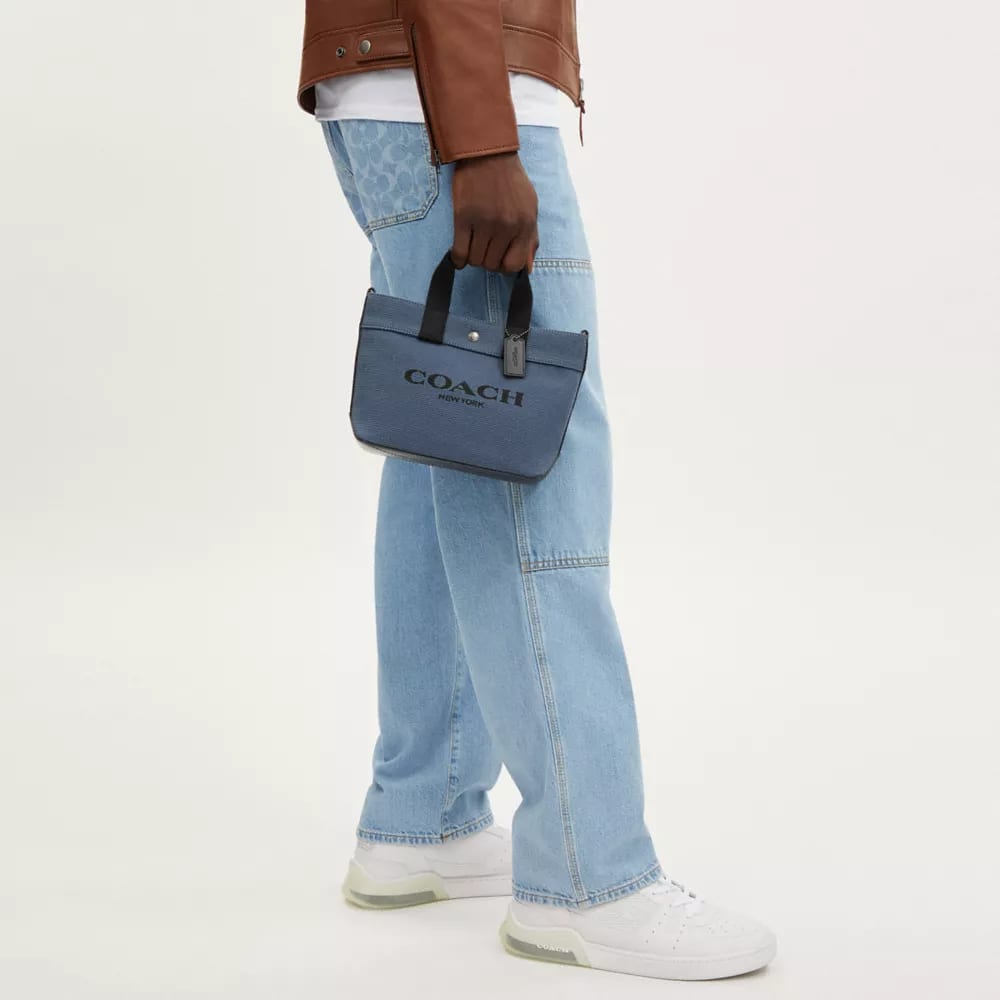 Coach Canvas And Smooth Leather Tote Bag, Shopping Bag, Shoulder Bag, Crossbody Bag, Handbag Small Men's CU299-QBN2V