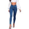 Plus Size Women's High Waist Crossover Yoga Jeans with Double Pockets