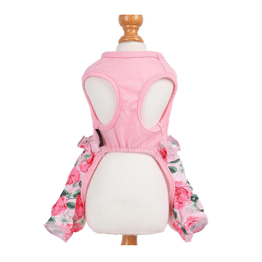 Floral Dog Jumpsuit Summer Overalls for Small Dogs Girl Puppy Clothes Pajamas Cat Outfits Pink Rose Flower Dog Costume 2024 New