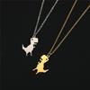 Colier Mosaic Dinosaure din Oțel Inoxidabil pentru Femei Băieți Choker Lanțuri Claviculă Bijuterii Animale Trendy Cadou