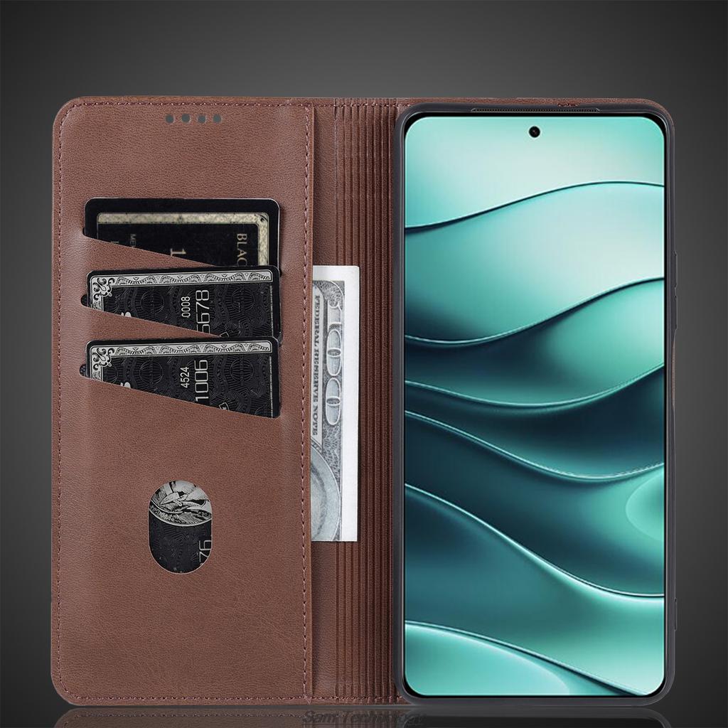 Magnetic Adsorption Leather Fitted Case for Xiaomi Redmi Note 14 5G / Note14 4G (Global) Flip Cover Protective Case Fundas Coque