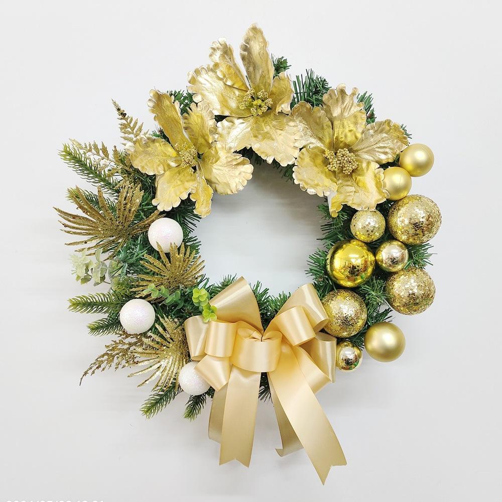 Wooden American Style Christmas Wreath Door Sign Flat Printed Plaque for Window and Decoration