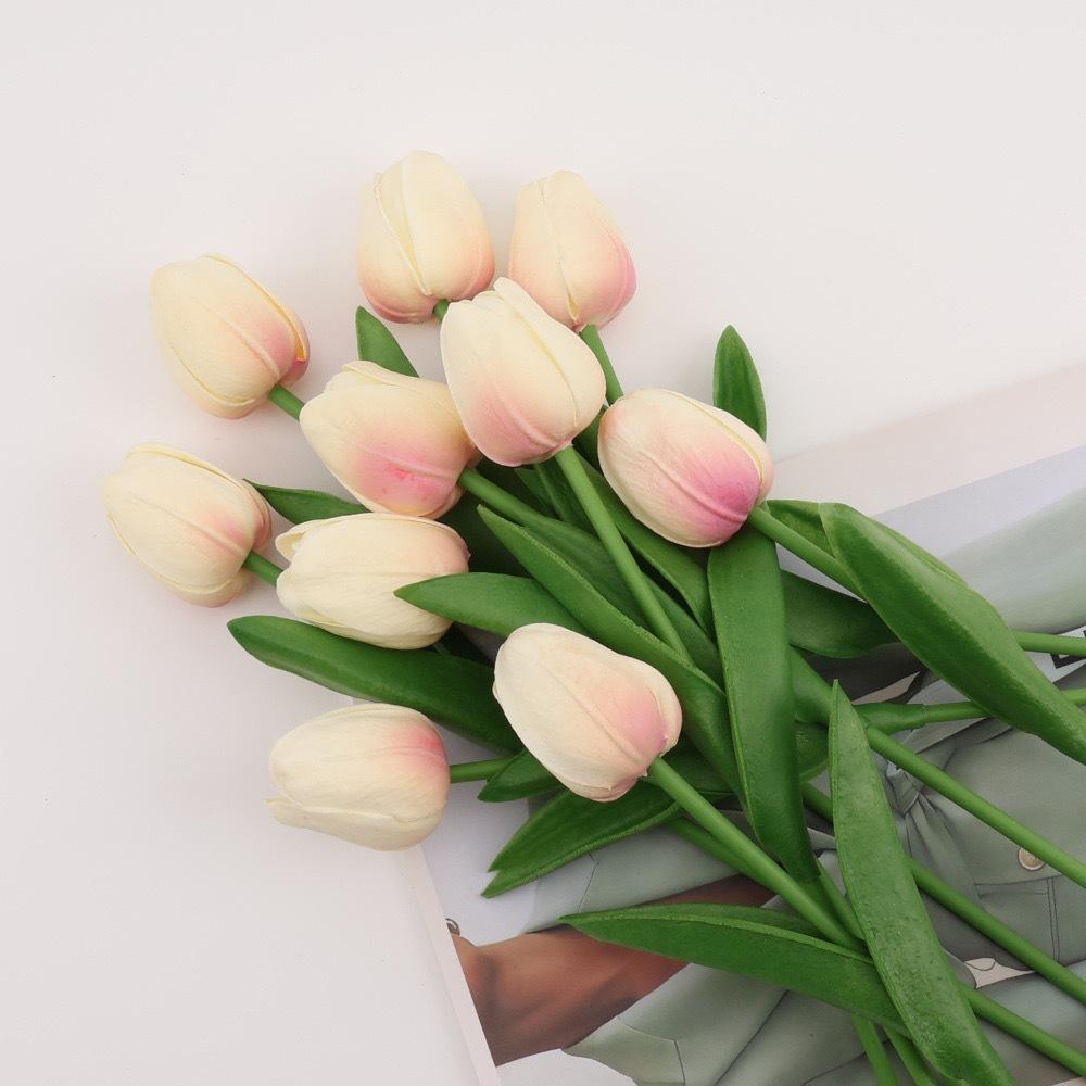 1pcs Mini White Tulip Artificial Flowers, Wedding Home Decor, Realistic Fake Tulips Gifts Birthday Graduation
