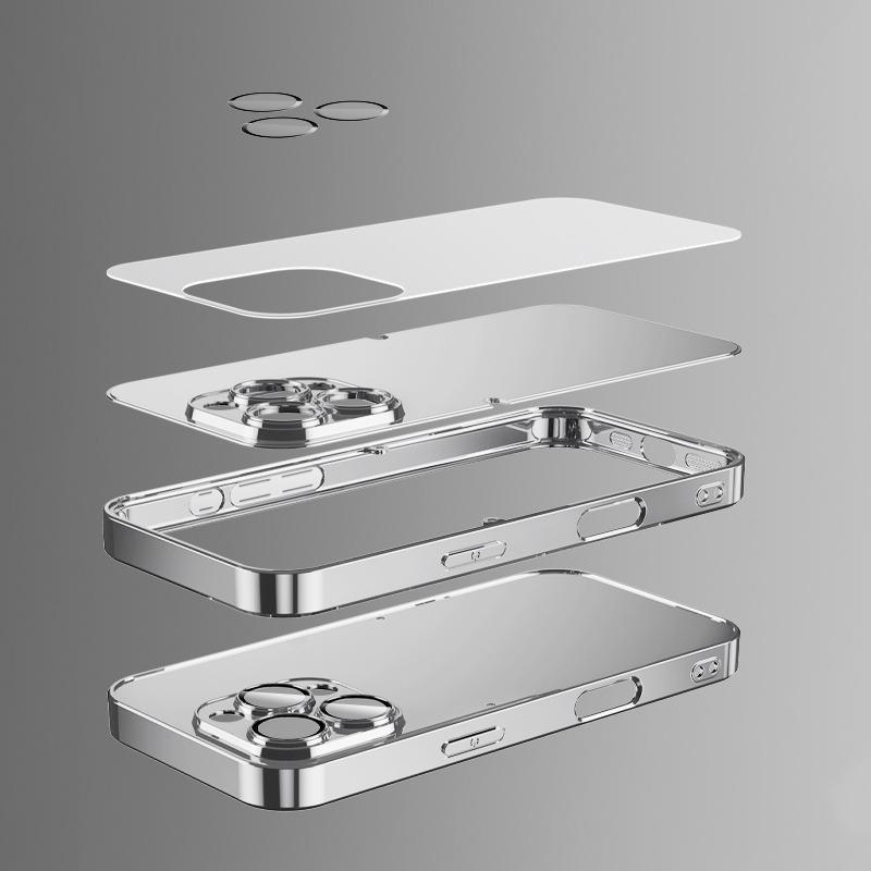 Minimalistyczne szklane etui na telefon z galwanizowanym wzorem chmury i samolotu dla iPhone 17 Pro Max 16 Plus 15 14 13 12 11 16E 17 Air Cover