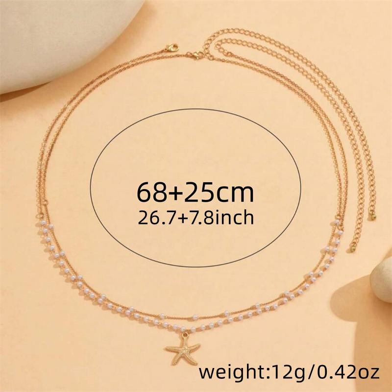 Fashionable Double Layer Imitation Pearl Chain Waist Chain for Women Minimalist Sexy Sequin Link Chain Belly Chain Beach Jewelry