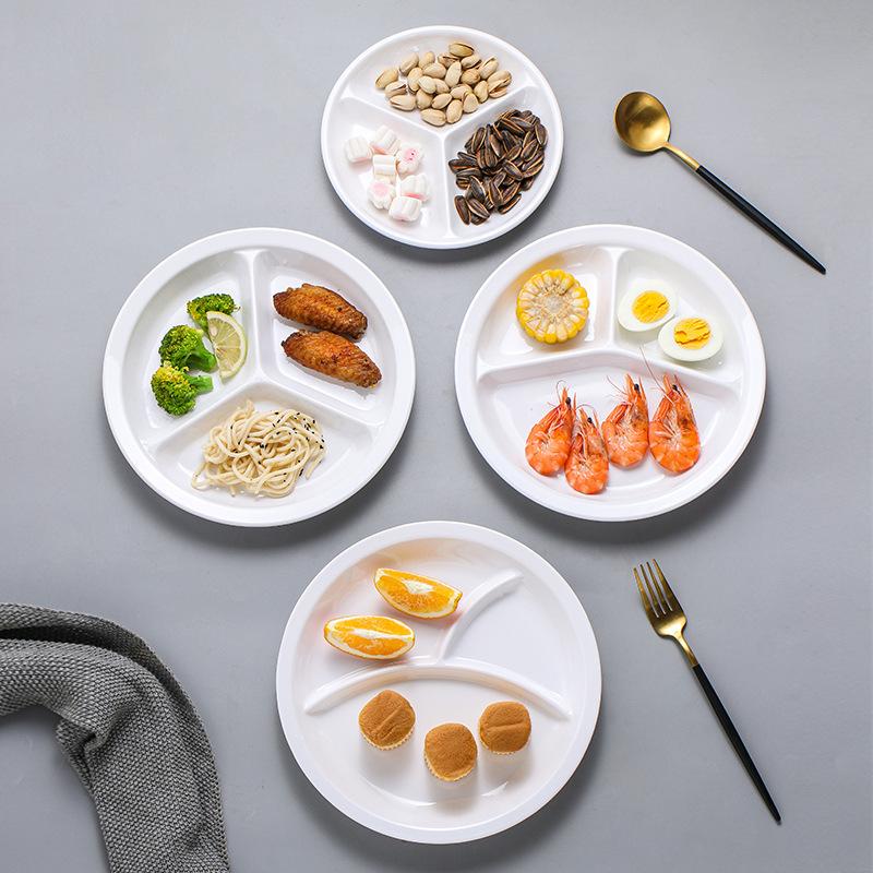 Commercial Divided Dining Plate Imitation Porcelain Melamine Tableware